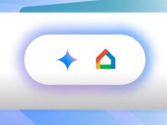 O Google acaba de tornar o Gemini for Home muito mais rápido Logotipo do Google Home brilhando em um fundo escuro com ícones de Gêmeos ao seu redor.