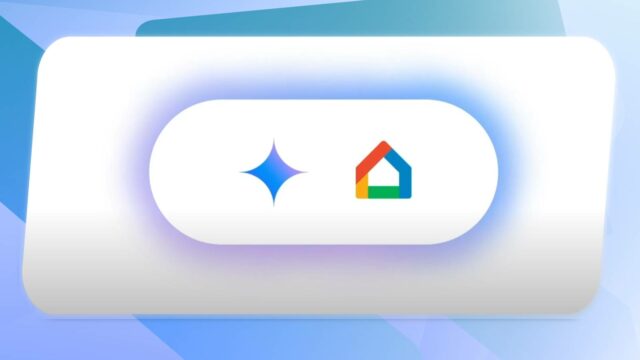 Logotipo do Google Home brilhando em um fundo escuro com ícones de Gêmeos ao seu redor.