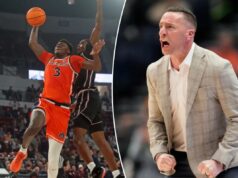 O atacante de Auburn, KeShawn Murphy, desaparece do time sem avisar antes do NIT O atacante do Auburn Tigers, KeShawn Murphy (3), vai para a cesta enquanto o guarda do Mississippi State Bulldogs, Shawn Jones Jr. (5), defende durante o primeiro tempo.