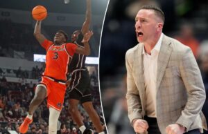 O atacante de Auburn, KeShawn Murphy, desaparece do time sem avisar antes do NIT O atacante do Auburn Tigers, KeShawn Murphy (3), vai para a cesta enquanto o guarda do Mississippi State Bulldogs, Shawn Jones Jr. (5), defende durante o primeiro tempo.