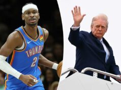 O atual campeão da NBA, Thunder, não visita a Casa Branca Shai Gilgeous-Alexander marca o ponto durante um jogo contra o Brooklyn Nets no Barclays Center em 18 de março de 2026.