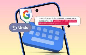 O gesto de ‘desfazer’ do Gboard é um compromisso com o qual estou disposto a conviver Uma pessoa usando o teclado QWERTY Mini