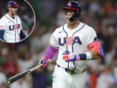 O home run de Aaron Judge ajuda a levar os EUA a uma vitória apertada sobre o México para permanecerem perfeitos na fase de grupos do WBC Aaron Judge faz um home run durante o jogo EUA-México em 9 de março de 2026.
