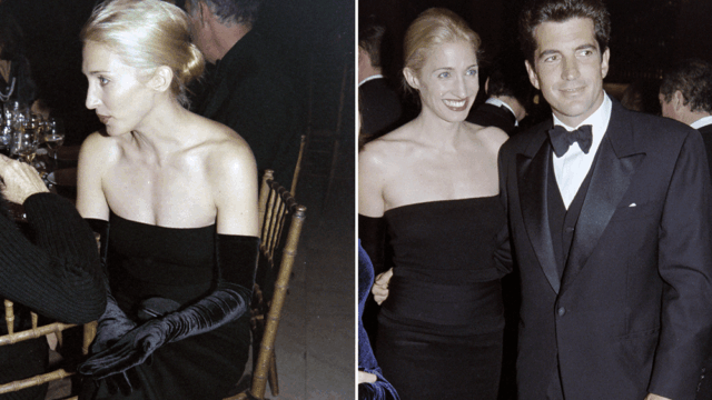 O melhor momento de gravata preta de Carolyn Bessette Kennedy O melhor momento de gravata preta de Carolyn Bessette Kennedy pode ser recriado com este top sem ombros e saia de cetim - e por menos de US $ 150
