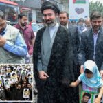 Mojtaba Khamenei participa de um comício em Teerã.