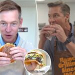 McDonald's Big Arch Burger com dois hambúrgueres, queijo, alface, picles e molho.