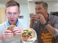 O presidente do Burger King trolla hilariamente o vídeo de teste de sabor viral do CEO do McDonald’s em uma batalha de hambúrgueres McDonald's Big Arch Burger com dois hambúrgueres, queijo, alface, picles e molho.