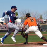 O principal candidato do SF Giants, Eldridge, recebe incentivo dos ídolos na derrota para o time dos EUA