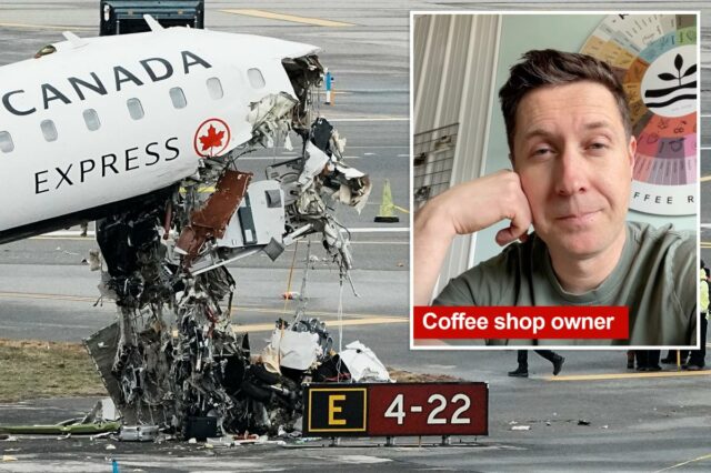 O proprietário de um café em Toronto se lembra de ter tentado enviar uma mensagem de texto para o piloto da Air Canada, Mackenzie Gunther, após a queda do avião LaGuardia: 'Jovem incrível'
