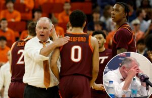 O técnico da Virginia Tech atinge o limite após a derrota para a Virginia: ‘O que diabos estou fazendo de errado?’ O técnico da Virginia Tech, Mike Young, fala com o guarda Jailen Bedford durante um jogo de basquete.