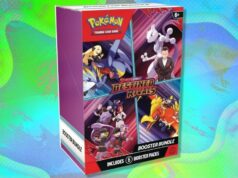 Obtenha o pacote Pokémon TCG Destined Rivals Booster abaixo do preço de mercado – economize na Amazon e Walmart O Pokémon TCG: Scarlet & Violet - Destined Rivals Booster Bundle em um fundo branco