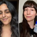 Um recipiente branco de Medicube Zero Pore Pad com tampa azul, contendo 70 compressas (155g / 5,46 onças), com ingredientes listados AHA, BHA, Pantenol, Alantoína e Hialuronato de Sódio.