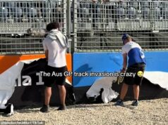Os fãs da F1 invadem o circuito e levam tudo o que não está acertado nas cenas selvagens do Grande Prêmio da Austrália Os fãs da Fórmula 1 despiram Albert Park após o Grande Prêmio da Austrália em Melbourne, removendo até mesmo painéis publicitários