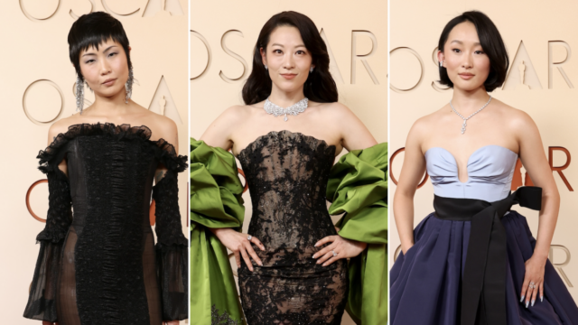 Os dubladores de KPop Demon Hunters, May Hong (Mira), Arden Cho (Rumi) e Ji-young Yoo (Zoey)