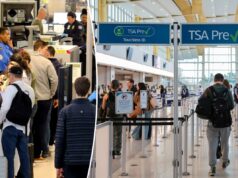 Os viajantes aéreos superam os longos tempos de espera de segurança com este hack surpreendente Passageiros na fila de segurança.