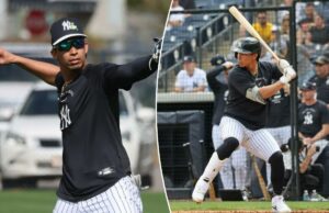 Oswaldo Cabrera, do Yankees, retorna a campo pela primeira vez 10 meses após uma lesão grave O terceiro base do New York Yankees, Oswaldo Cabrera, jogando uma bola durante o treino.