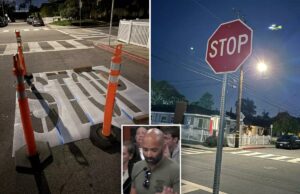 Pai da Califórnia preso por repintar, adicionando sinais de parada em cruzamentos perigosos Pai da Califórnia preso por repintar, adicionando sinais de parada em cruzamentos perigosos