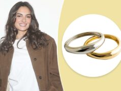 Paige DeSorbo diz que essas pulseiras de US$ 9 parecem “muito caras” Duas pulseiras de ouro, uma em prata e outra em ouro amarelo, entrelaçadas.