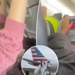 Flyer com capuz e as mãos no assento à sua frente.