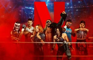 Paul Heyman provoca ‘End of Seth Rollins’ na ‘WrestleMania 42’ antes da grande agitação da WWE A group of wrestlers in a ring, with a giant red letter 'N' behind them