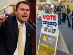 Petição de identificação de eleitor da Califórnia definida para ser apresentada oficialmente após obter 1,3 milhão de assinaturas: ‘Bom senso’ Eleitores formam longas filas para votar em uma seção eleitoral.