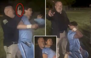 Policial bate na cabeça de um jogador de beisebol do ensino médio com Taser enquanto uma multidão indignada protesta: ‘O que diabos há de errado com você?’ Policial bate na cabeça de um jogador de beisebol do ensino médio com Taser enquanto uma multidão indignada protesta: 'O que diabos há de errado com você?'