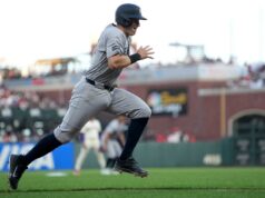 Por que Ben Rice não está na escalação, apesar da fé dos Yankees de que ele pode acertar os canhotos O jogador da primeira base do New York Yankees, Ben Rice, corre em direção ao home plate.