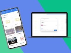 Por que pagar mensalmente pelo armazenamento em nuvem quando esta nova plataforma tem 2 TB vitalícios por menos de US$ 100 Interface de gerenciamento de arquivos em um laptop e telefone celular.