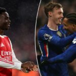 Bukayo Saka, do Arsenal, comemorando seu primeiro gol.