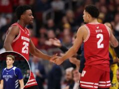 Previsão de High Point x Wisconsin: probabilidades, escolhas e melhores apostas do March Madness 2026 para as oitavas de final de quinta-feira Jogadores do Wisconsin Badgers, John Blackwell #25 e Nick Boyd #2, toca aqui.