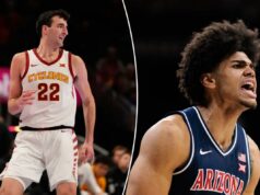 Previsão de Iowa State x Arizona: escolhas dos 12 grandes torneios, probabilidades e melhores apostas na sexta-feira Milan Momcilovic, do estado de Iowa, comemorando uma cesta de 3 pontos.