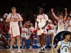 Previsão de Nebraska x Vanderbilt: March Madness 2026 Rodada de 32 escolhas, probabilidades no sábado Os jogadores de basquete do Vanderbilt Commodores, Tyler Nickel e Tyler Tanner, comemorando.