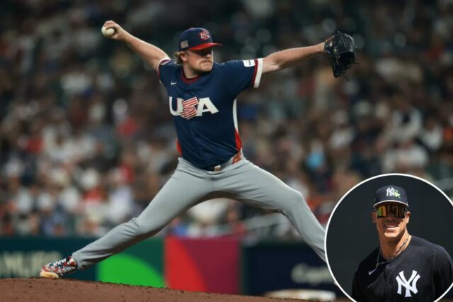 Previsão dos Yankees x Giants: escolha, probabilidades e adereços da Logan Webb nº 62 dos Estados Unidos arremessa na terceira entrada contra o Brasil durante o jogo World Baseball Classic Pool B de 2026 entre os Estados Unidos e o Brasil no Daikin Park em 06 de março de 2026 em Houston, Texas.