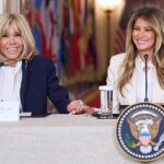 Na foto: a primeira-dama da França, Brigitte Macron, com a primeira-dama dos EUA, Melania Trump, durante a 'Cúpula da Coalizão Global Fomentando o Futuro Juntos'