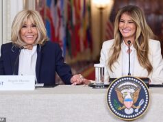 Primeiras-damas com bolsas de estilo: LAURA CRAIK revela £ 90.000 doces de grife em exibição na reunião da Casa Branca Na foto: a primeira-dama da França, Brigitte Macron, com a primeira-dama dos EUA, Melania Trump, durante a 'Cúpula da Coalizão Global Fomentando o Futuro Juntos'