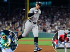 Probabilidades e previsões do AL MVP para 2026: Alguém pode usurpar Aaron Judge? Jo Adell, vestindo um uniforme dos Angels, se lança para pegar uma bola de beisebol.