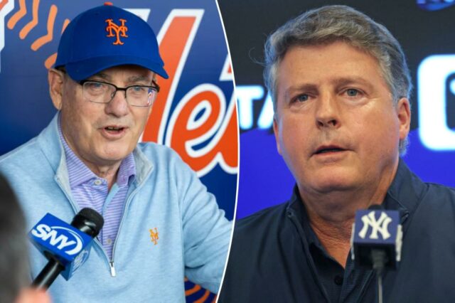 O proprietário do New York Mets, Steve Cohen, fala à mídia durante o treinamento de primavera no Clover Field, segunda-feira, 16 de fevereiro de 2026, em Port St.
