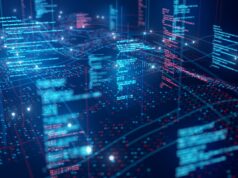 Qodo arrecada US$ 70 milhões para verificação de código à medida que a codificação de IA aumenta Abstract technology image of running program code on digital data wave.