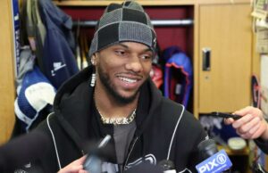 Rehabbing Malik Nabers planeja se juntar aos Giants nos próximos treinos Malik Nabers falando à mídia no centro de treinamento do New York Giants.