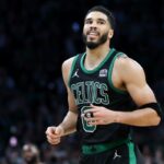 Boston Celtics star Jayson Tatum in a game against the Dallas Mavericks