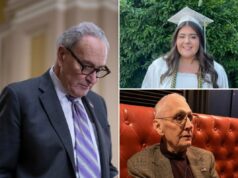 Republicanos explodem em Chuck Schumer sobre assassinatos de migrantes de nova-iorquinos em meio ao fechamento do DHS A deputada Nicole Malliotakis falando aos repórteres.