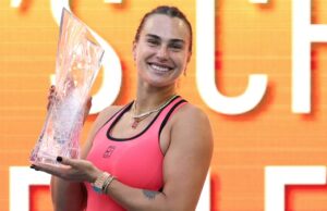 Sabalenka derrota Gauff e conquista o segundo título consecutivo do Miami Open Aryna Sabalenka em ação.