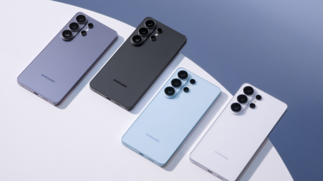 Quatro imagens das configurações de um telefone Samsung Galaxy S26, ativando o compartilhamento do Quick Share com o iPhone.