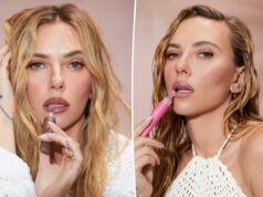 Scarlett Johansson lança novos tons Outset Lip Oasis ‘fáceis e usáveis’ Um tubo de pêssego claro de