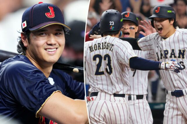 Shohei Ohtani compartilha mensagem sincera depois que a Venezuela surpreendeu Shohei Ohtani sorrindo com um taco de beisebol por cima do ombro durante o treino de rebatidas.