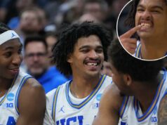 Skyy Clark, da UCLA, perde parte do dente em um momento selvagem de March Madness O jogador de basquete da UCLA, Skyy Clark, sorri sem um dente da frente e com sangue na gengiva.