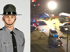 Soldado da polícia estadual da Pensilvânia baleado e morto durante uma parada de trânsito; suspeito também morto Foto da 131ª classe de cadetes do cabo Timothy O'Connor Jr. Polícia do Estado da Pensilvânia