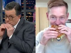 Stephen Colbert dá uma análise brutal do infame lançamento do hambúrguer do CEO do McDonald’s Stephen Colbert dá uma análise brutal do infame lançamento do hambúrguer do CEO do McDonald's