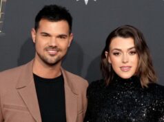 Taylor Lautner e sua esposa Tay anunciam que estão esperando seu primeiro filho Taylor e Tay Lautner no 13º NFL Honors anual no Resorts World Theatre em 8 de fevereiro de 2024 em Las Vegas.