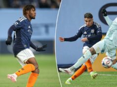 Tayvon Gray e Agustin Ojeda formando uma dupla dinâmica do NYCFC enquanto eles levam um ao outro aos seus ‘limites’ O zagueiro do New York City FC, Tayvon Gray, controlando a bola no segundo tempo.